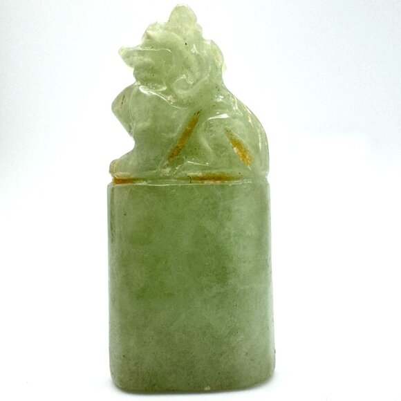 Jade Stone Seal Chop Carving of a Chinese Mythical Beast Foo Dog Vintage #5 - Picture 6 of 10